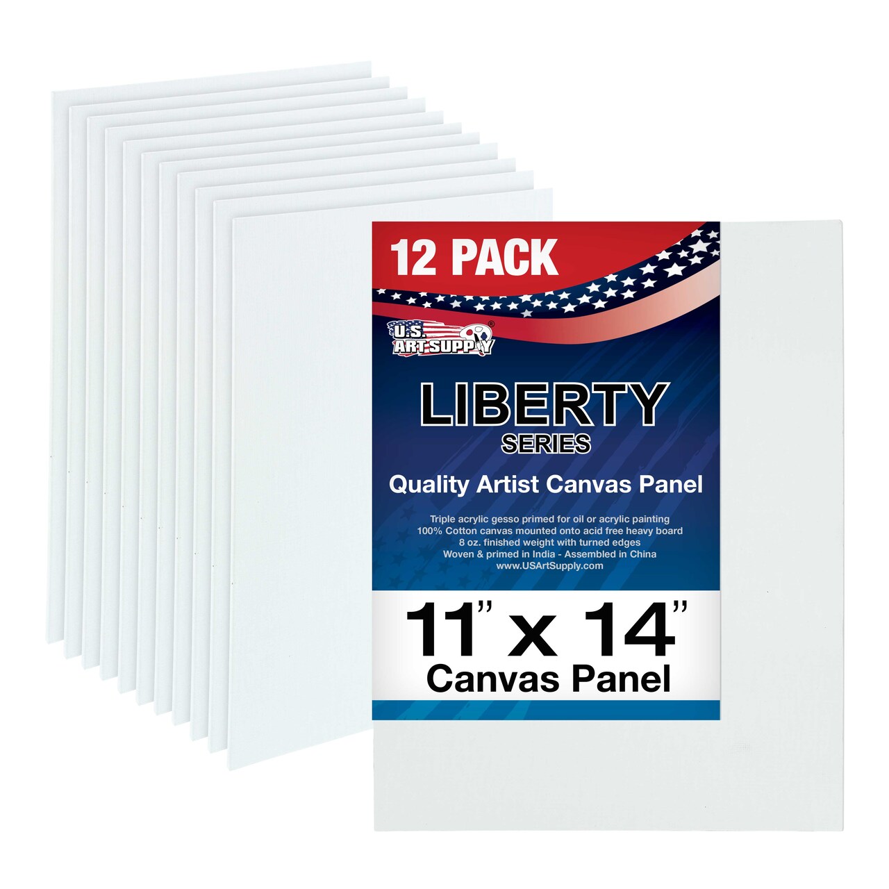11 X 14 Inch Professional Art Canvas Board Panels 12 Pack - 8 Ounce Heavyweight Cotton Acid Free Canvases for Painting Acrylics and Watercolor (1 Case of 12 Single Canvas Painting Panels)